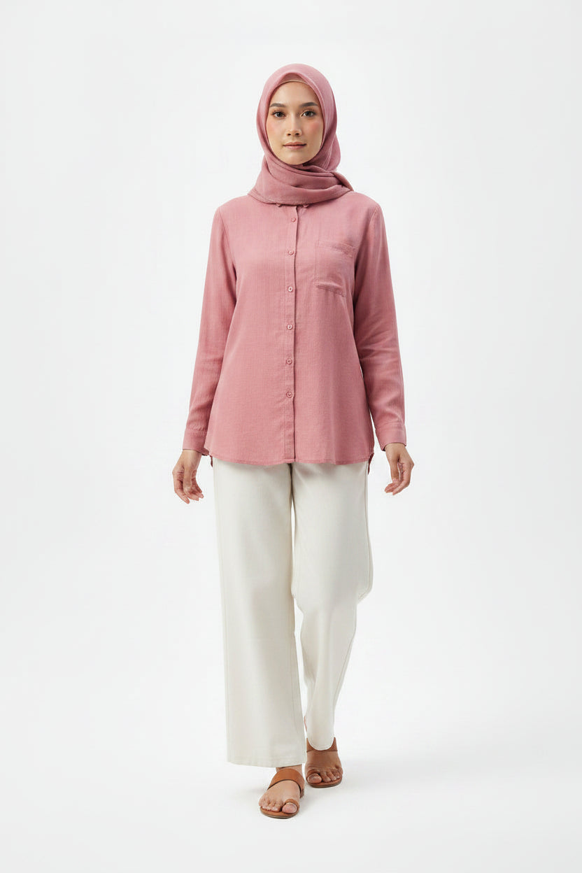 Raffida Jasmine Linen In Dusty Pink
