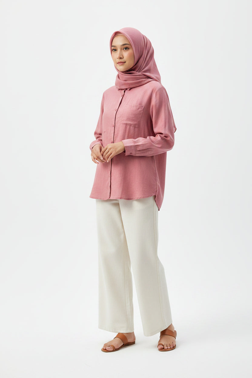 Raffida Jasmine Linen In Dusty Pink