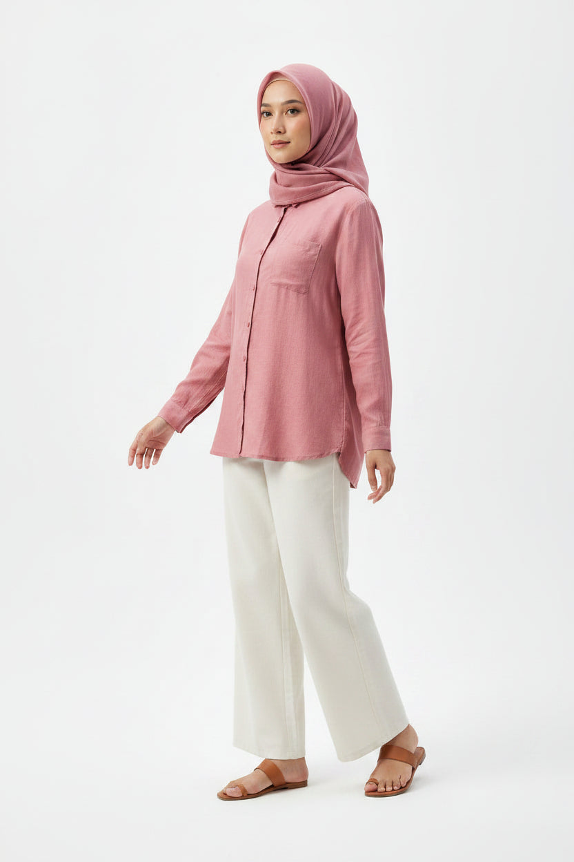 Raffida Jasmine Linen In Dusty Pink