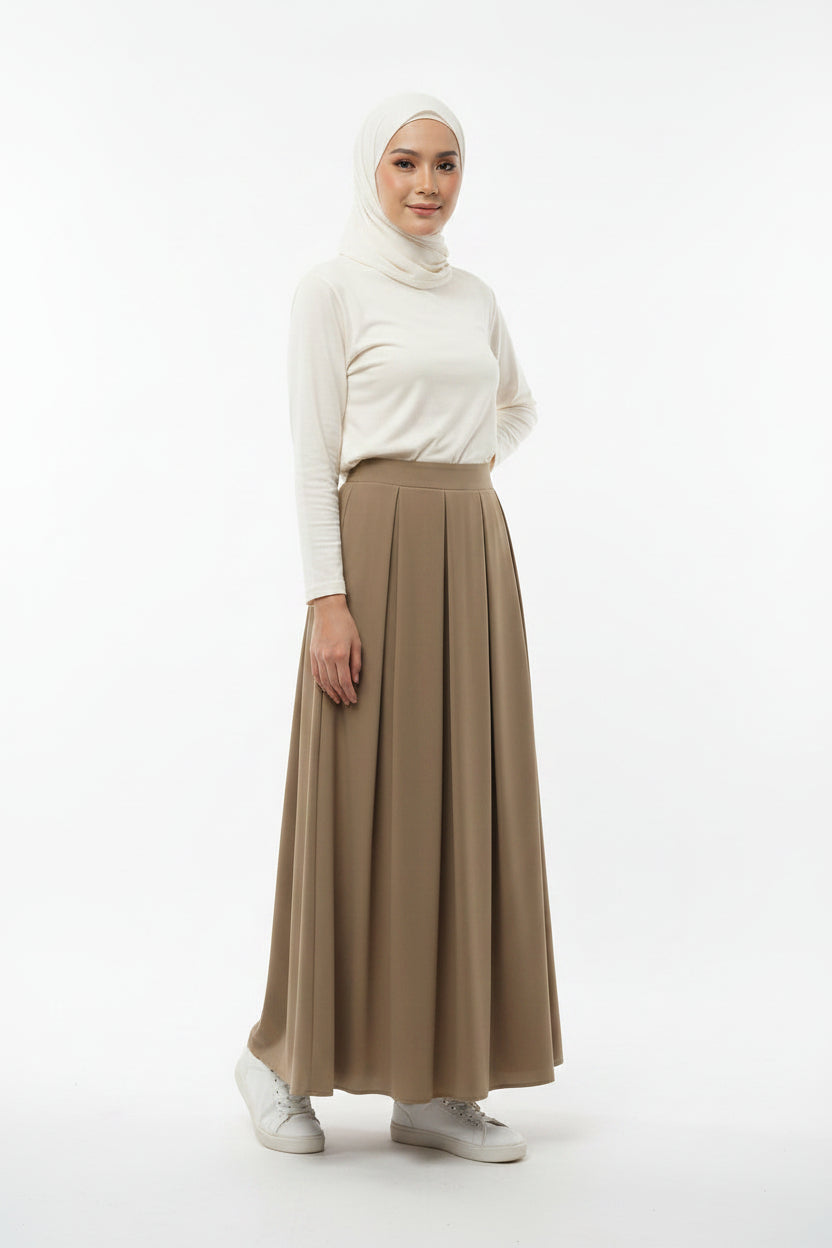 Raffida Michelle Pleated Skirt In Khaki (SMALL)