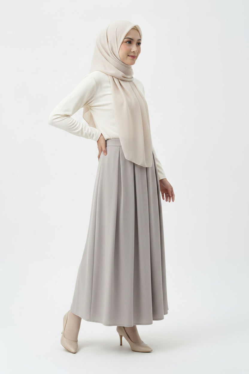 Raffida Michelle Pleated Skirt In Lt Grey (SMALL)