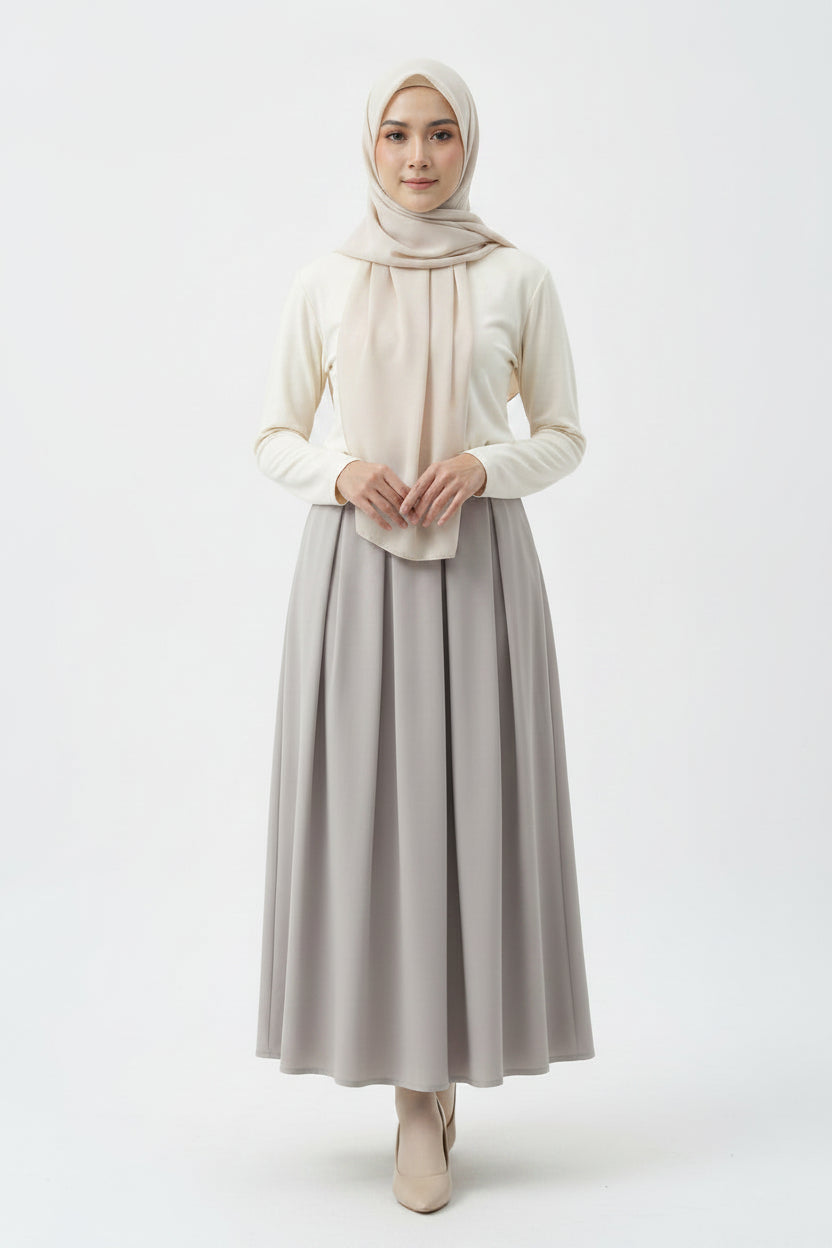Raffida Michelle Pleated Skirt In Lt Grey (SMALL)