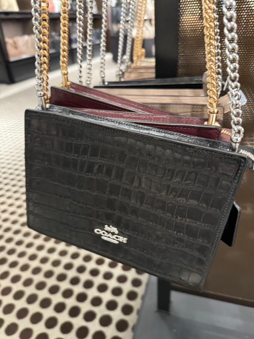 Coach Slim Crossbody Crocodile-embossed In Black (Pre-Order)