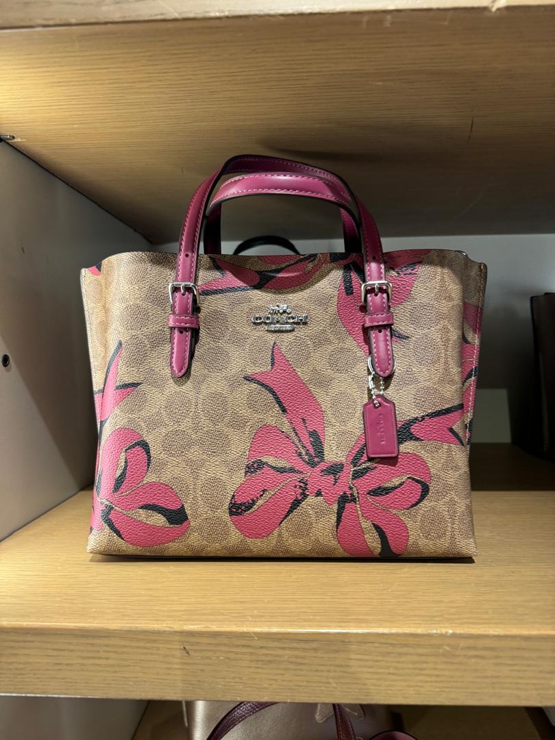 Coach Mollie Tote Bag 25 In Signature Canvas With Bow Print In Tan Pink Multi (Pre-Order)