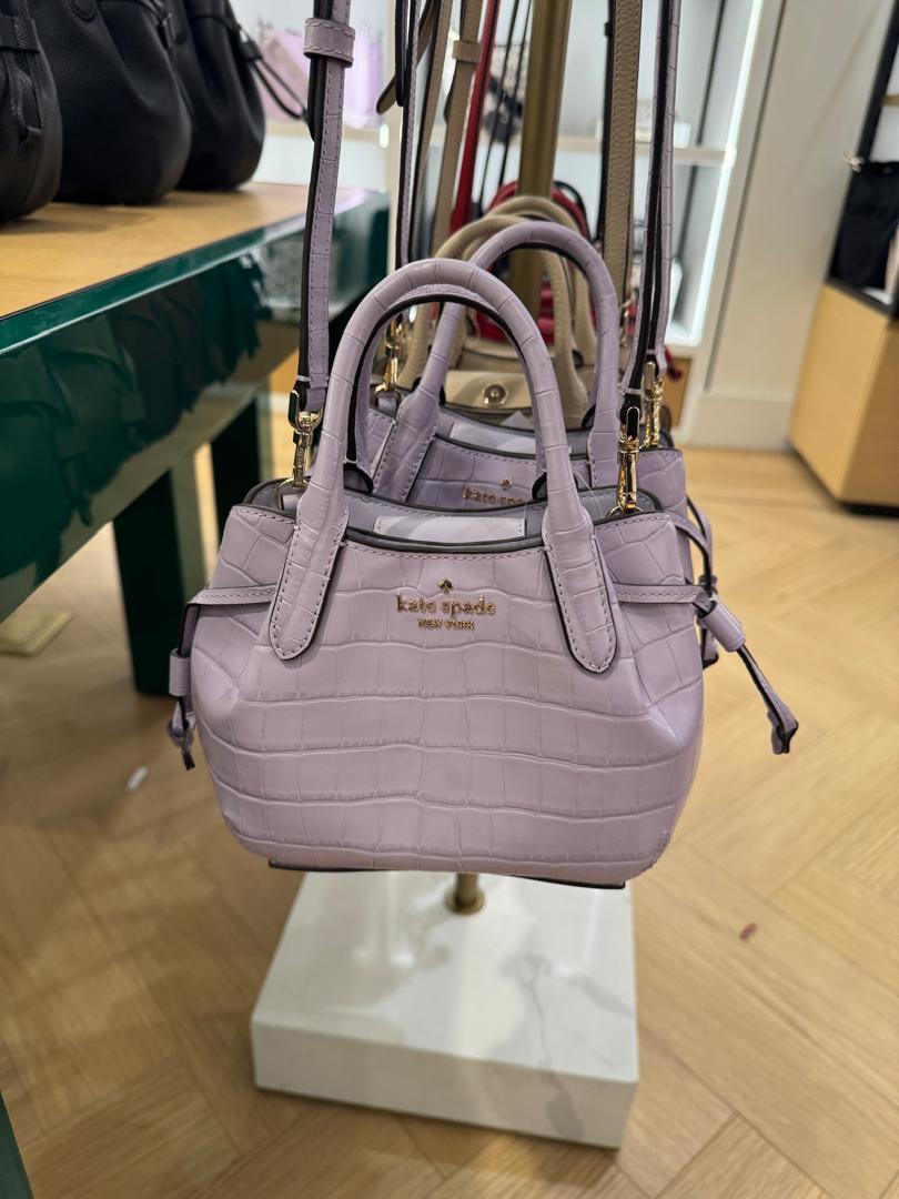 Kate Spade Dumpling Croc Embossed Mini Satchel In Lavender Cream (Pre-Order)