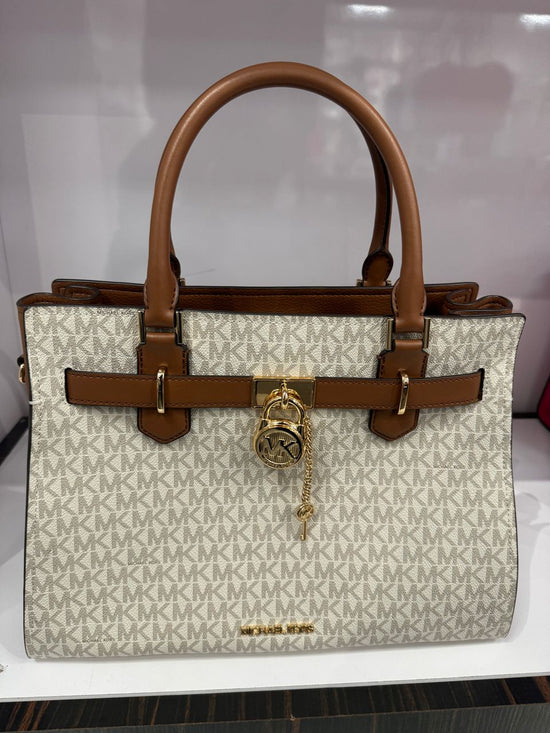 Michael Kors Hamilton Medium Satchel In Monogram Vanilla (Pre-Order)