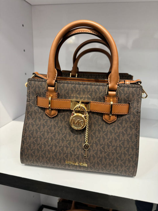 Michael Kors Hamilton Small Satchel In Monogram Brown (Pre-Order)