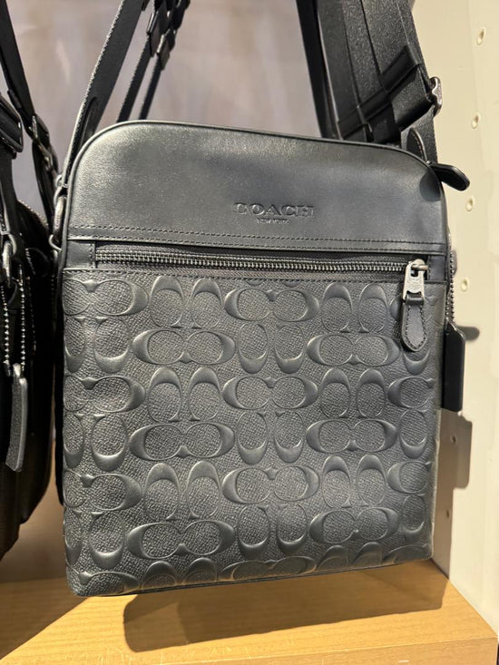 Coach Men Houston Flight Bag In Embossed Signature Black (Pre-Order)