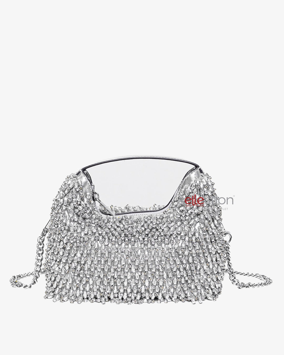 Michael Kors Ember Silver Beaded Small Crossbody With Silver Chain Strap