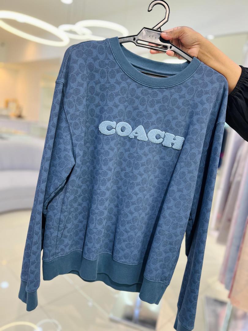 Preloved Coach Signature Crewneck In Navy Multi