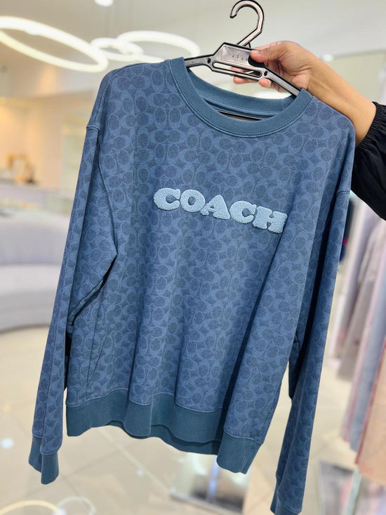 Preloved Coach Signature Crewneck In Navy Multi