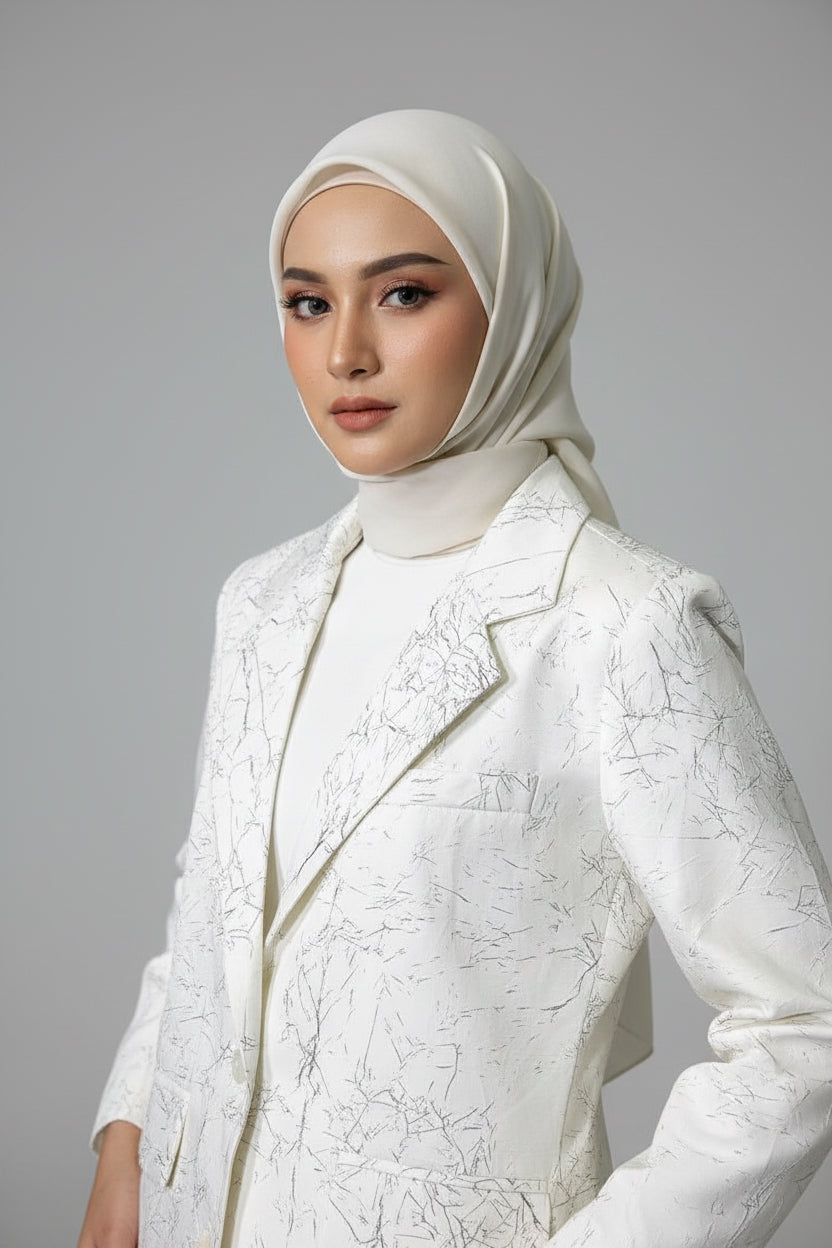Raffida Macy Ivory Sketch Blazer In Off White (L)