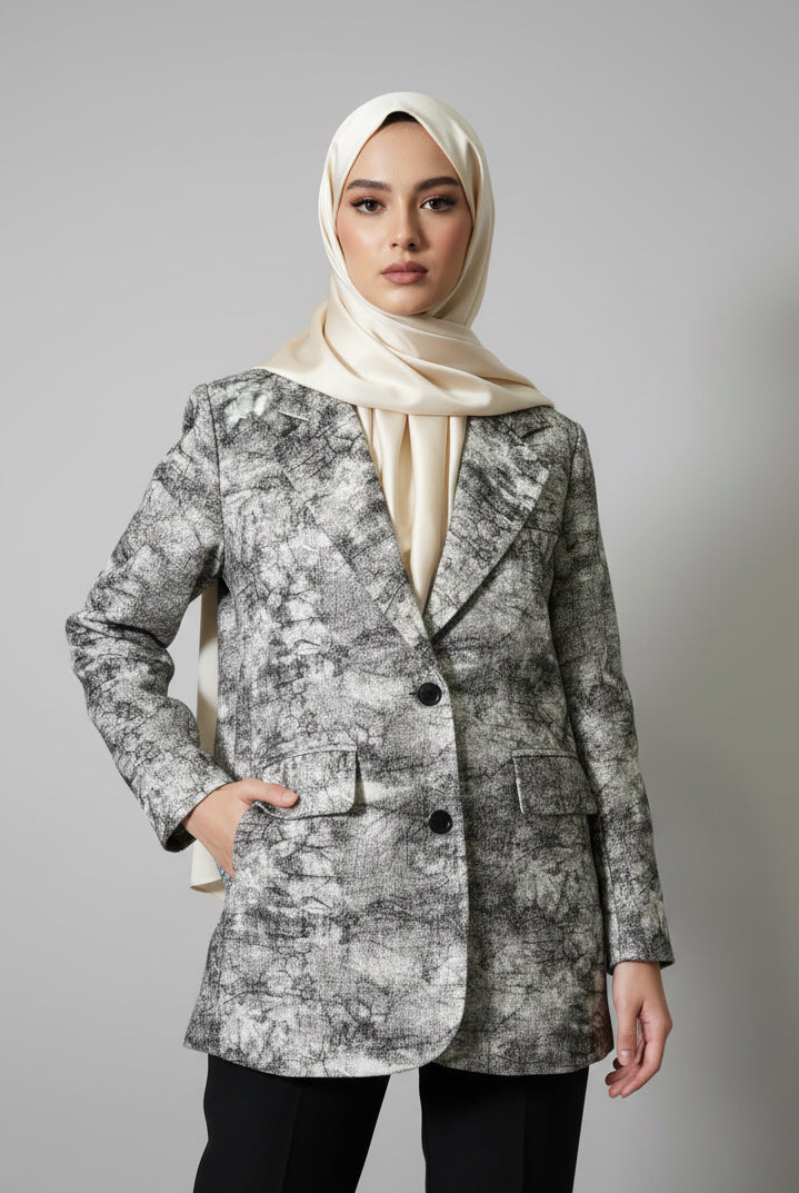 Raffida Macy Marble Cloud Blazer In Black (L)