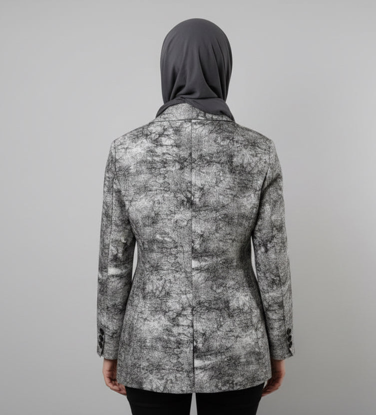 Raffida Macy Marble Cloud Blazer In Black (L)