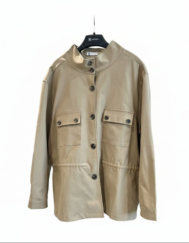 Raffida Lana Utility Oversized Parka In Moss Brown