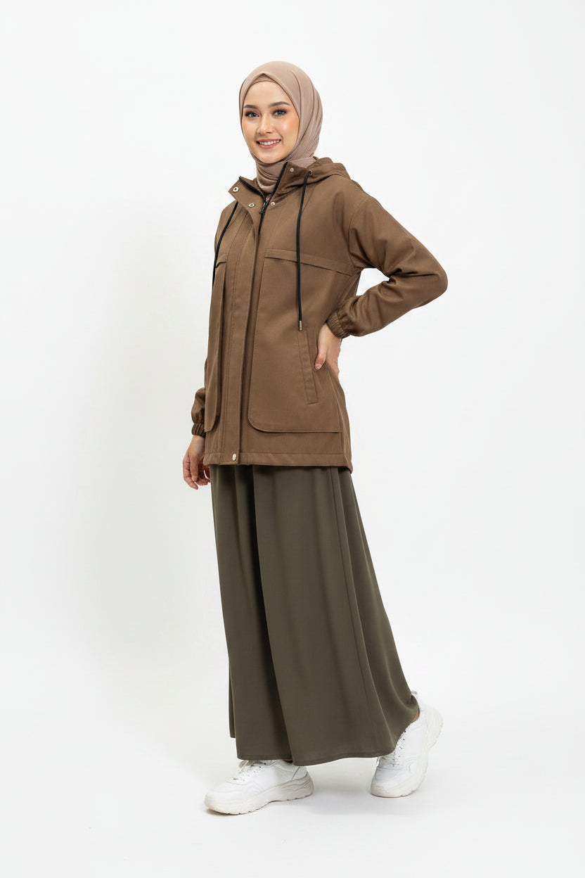 Raffida Alexa Utility Jacket In Moss Brown
