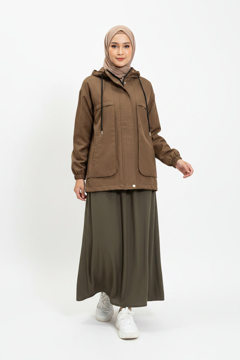 Raffida Alexa Utility Jacket In Moss Brown