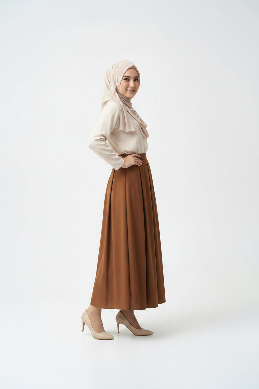 Raffida Michelle Pleated Skirt In Dark Brown (MEDIUM)