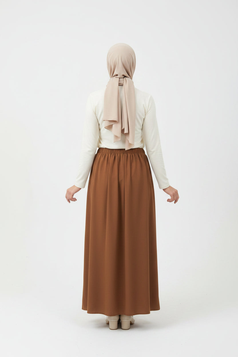 Raffida Michelle Pleated Skirt In Dark Brown (MEDIUM)