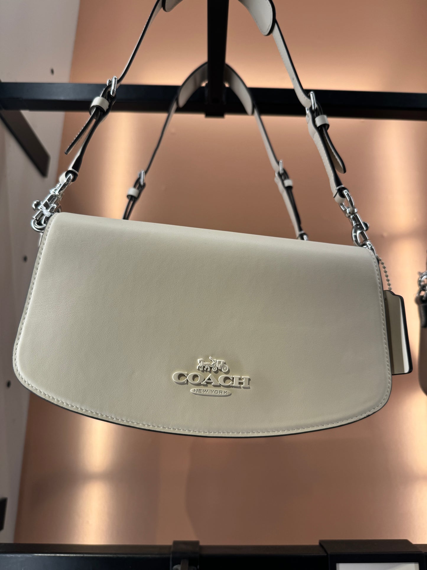 Coach Andrea Shoulder Bag In novelty leather Silver Chalk (Pre-Order)