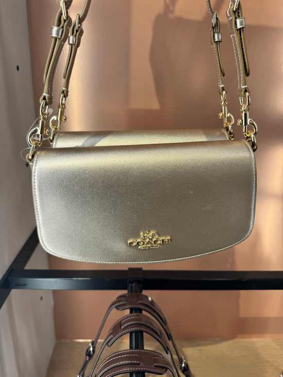 Coach Andrea Shoulder Bag In novelty leather Gold Light Champagne (Pre-Order)