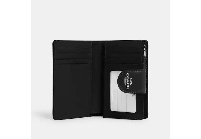Coach Medium Corner Zip Wallet In Signature Graphite Black (Pre-order)