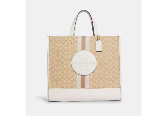 Dempsey Tote 40 Signature Jacquard With Patch In Light Khaki Chalk (Pre-Order)
