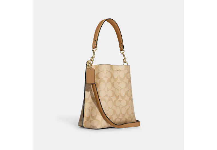 Load image into Gallery viewer, Coach Mollie Bucket Bag 22 In Signature Light Khaki Light Saddle

