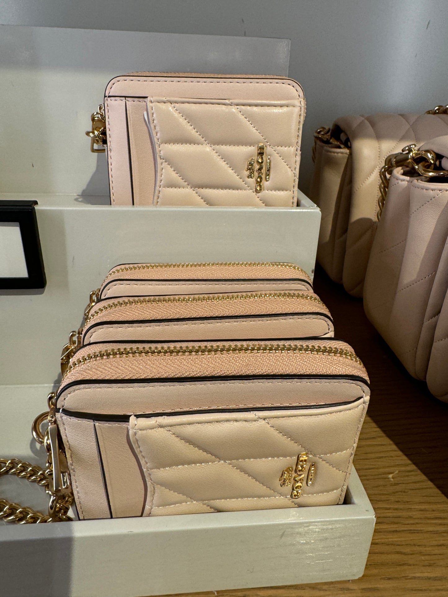 Coach Zip Card Case With Quilting In Gold Blush (Pre-Order)