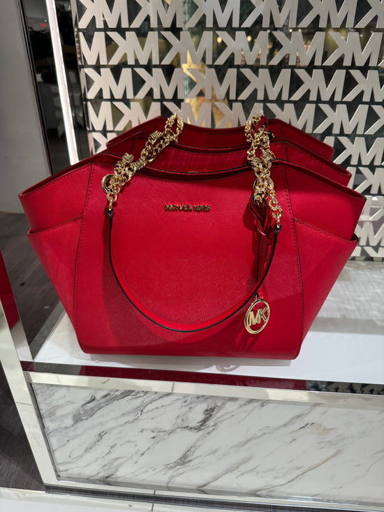 Michael Kors Jet Set Large Chain Shoulder Tote Bag In Bright Red (Pre-Order)