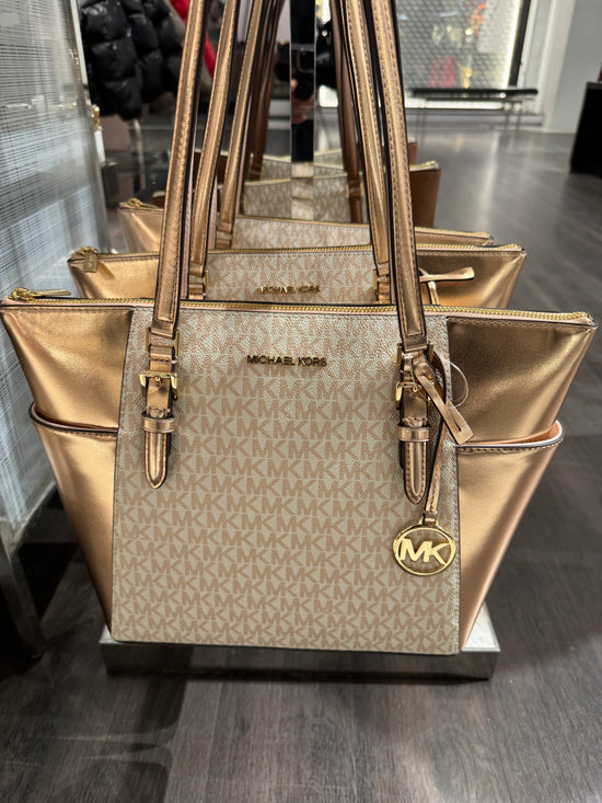 Handbags Michael Kors Laptop Tote Gold Michael Kors Metallic Rose