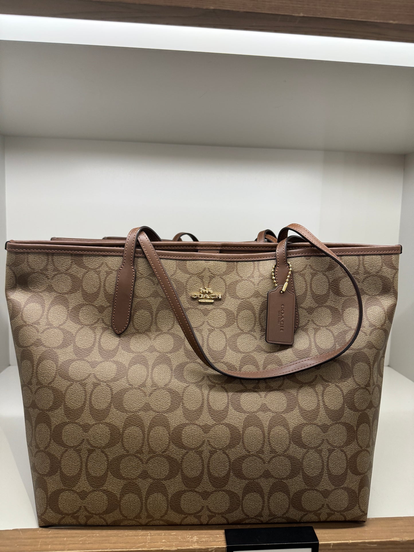 Coach Open City Tote In Signature Khaki Saddle (Pre-Order)