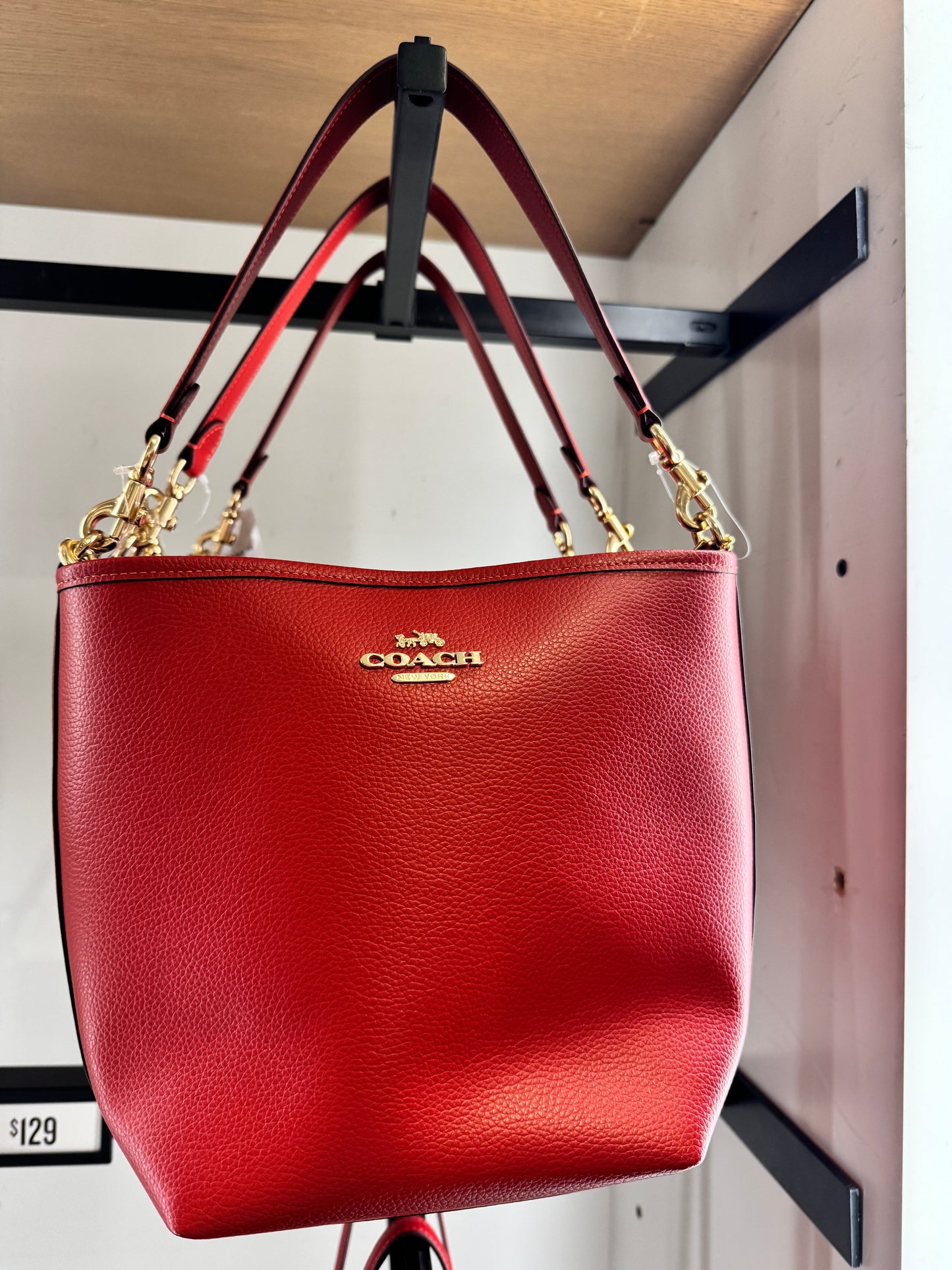 Coach red bucket bag sale