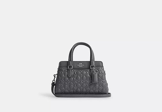 Coach Mini Darcie Carryall With Signature Leather In Industrial Grey (Pre-Order)