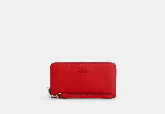 Coach Long Zip Around Wallet In Leather Bright Poppy (Pre-Order)