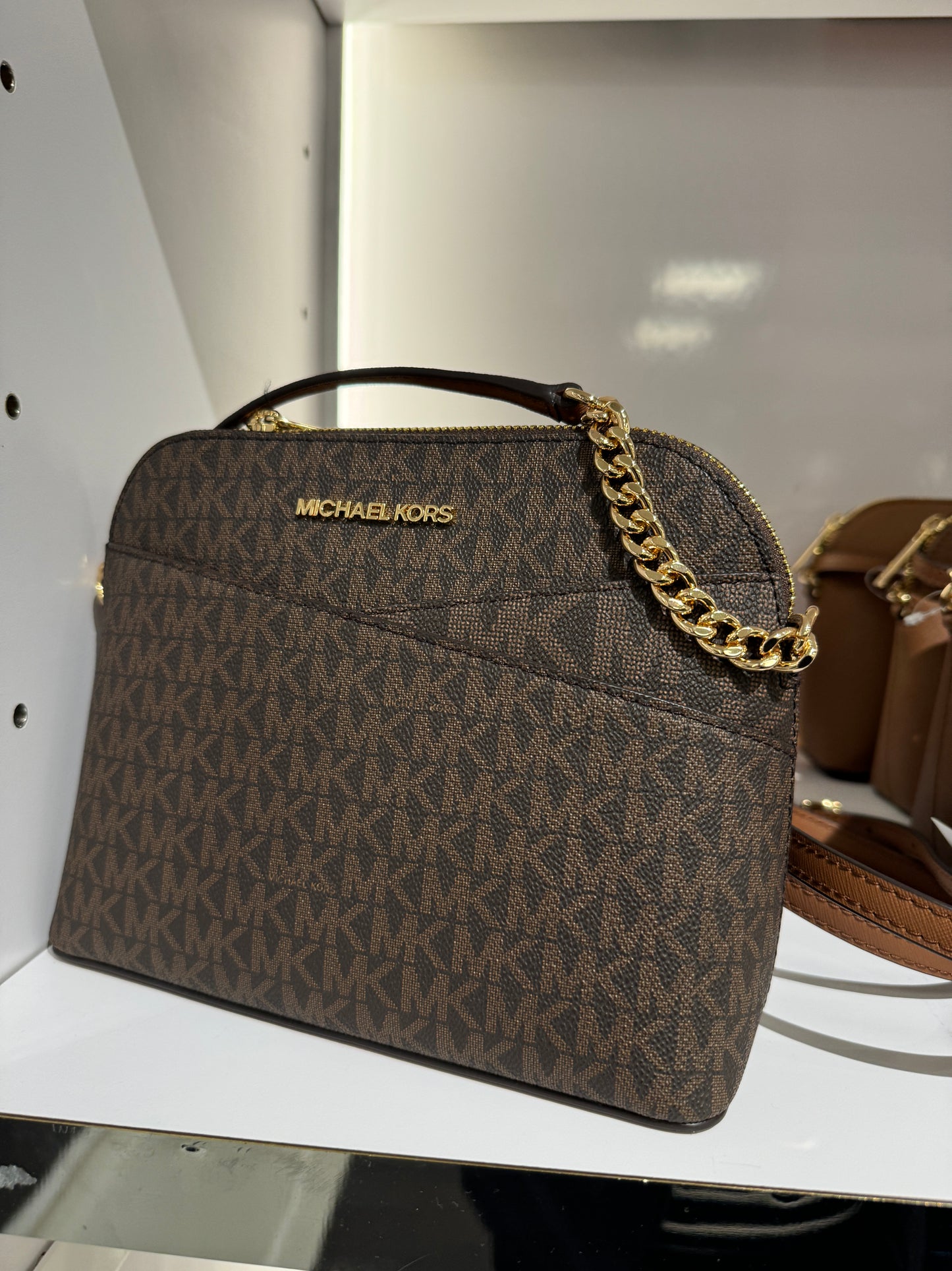 Michael Kors Dome Crossbody In Monogram Brown (Pre-Order)