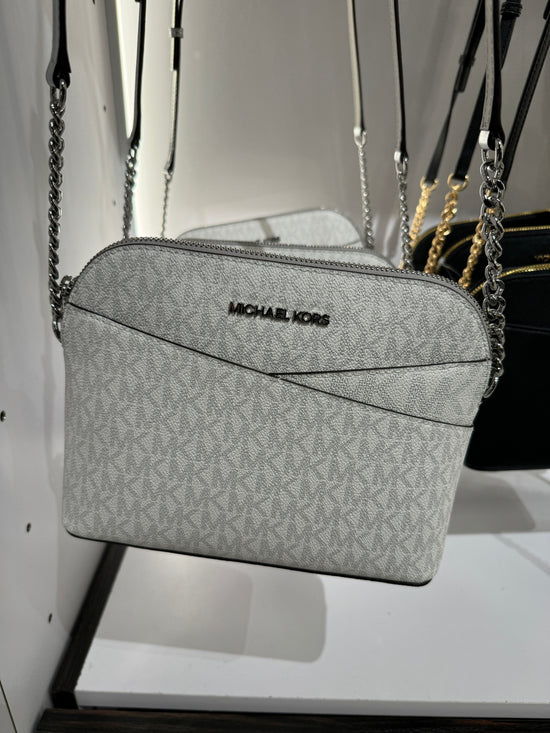 Michael Kors Dome Crossbody In Monogram Silver (Pre-Order)