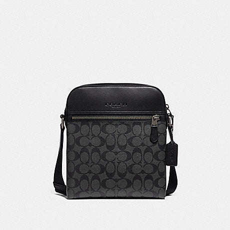 Coach Men Houston Flight Bag In Signature Charcoal Black (Pre-Order)