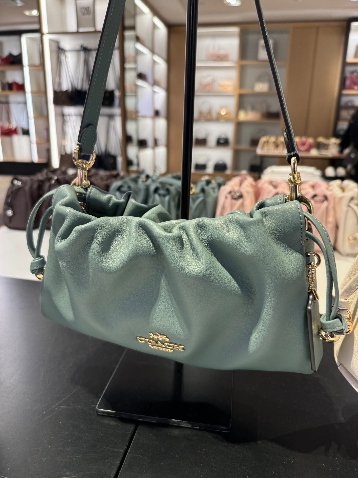 Coach Faye Shoulder Bag With Ruching In Gols Sage (Pre-Order)