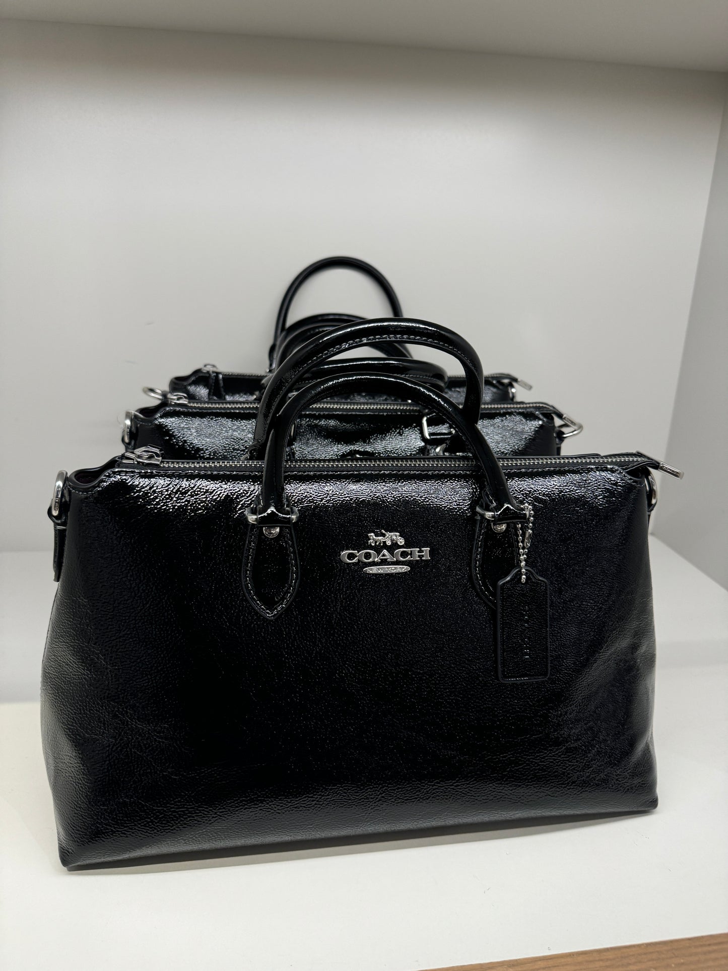 Coach Georgia Satchel In novelty leather Silver Black (Pre-Order)