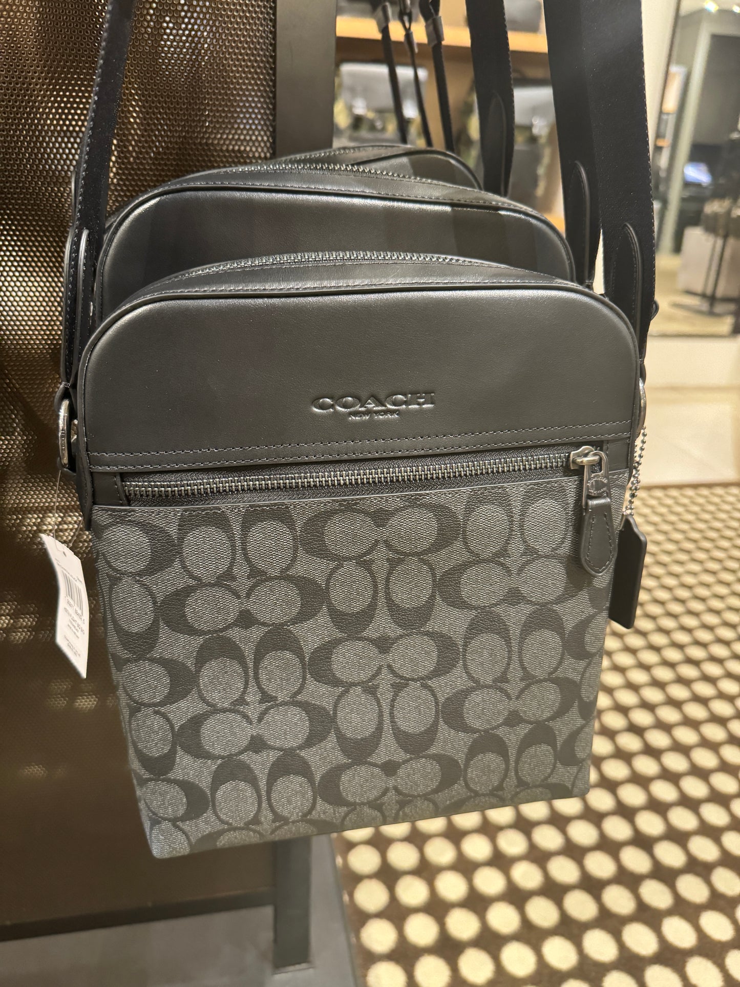 Coach Men Houston Flight Bag In Signature Charcoal Black (Pre-Order)