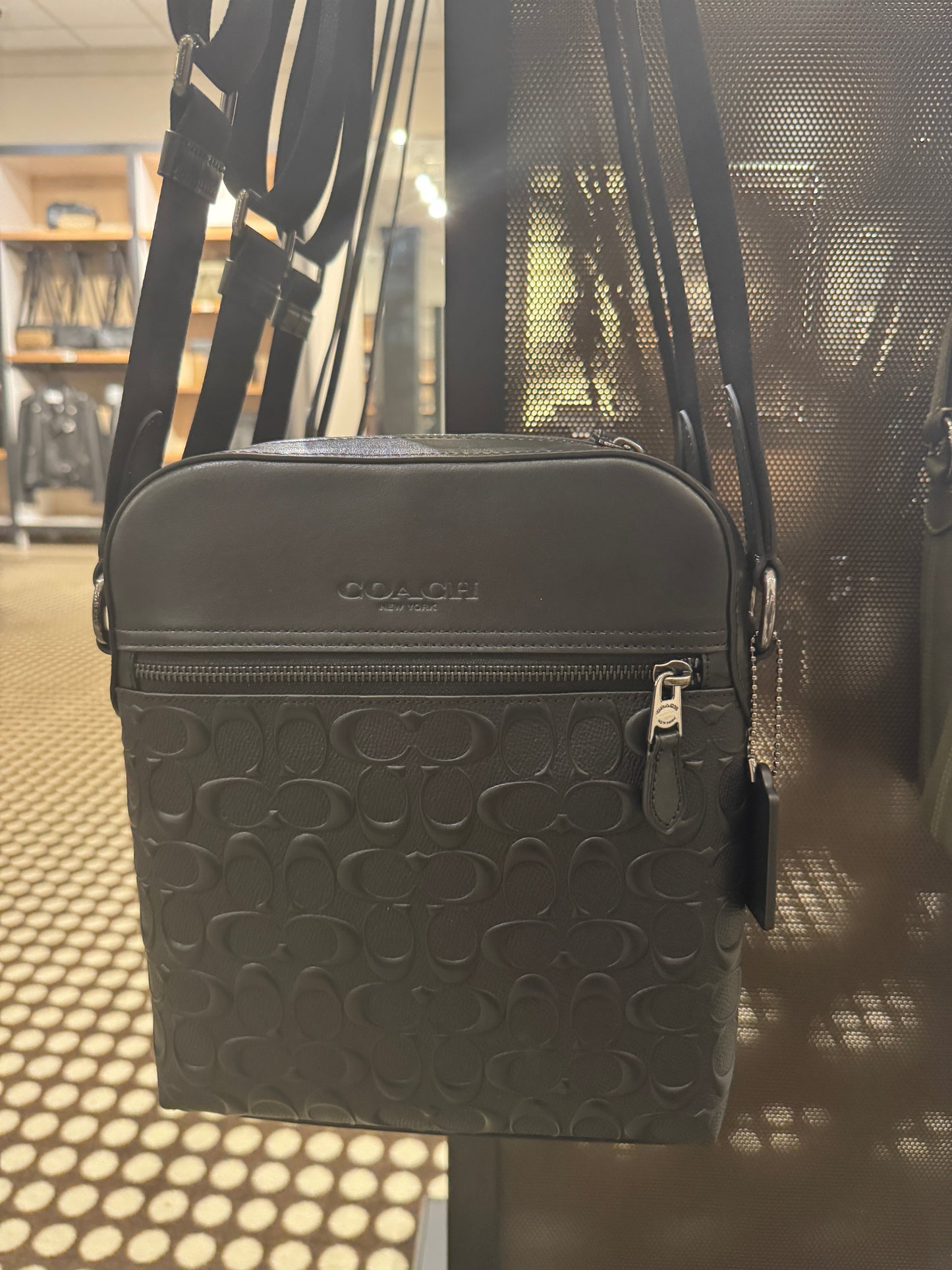 Coach Men Houston Flight Bag In Embossed Signature Black