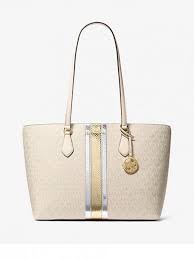 Michael Kors Sheila Large Signature Logo and Metallic Tote Bag In Pale Gold (Pre-Order)