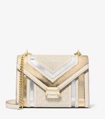 Michael Kors Whitney Medium Flap Chain Shoulder In Pale Gold Multi (Pre-Order)