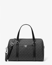 Michael Kors Travel Medium Duffle Satchel In Monogram Black (Pre-Order)