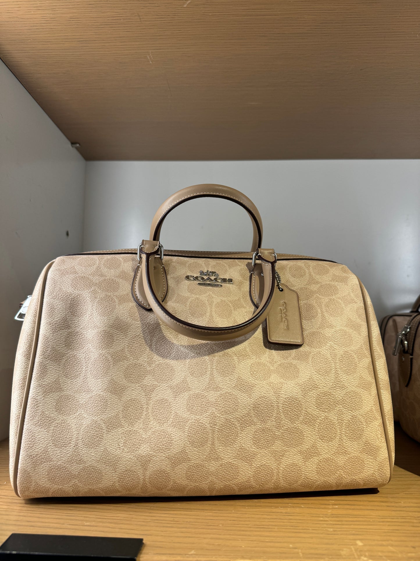 Coach Rowan Large Satchel Bag In Signature Silver Sand Taupe (Pre-Order)