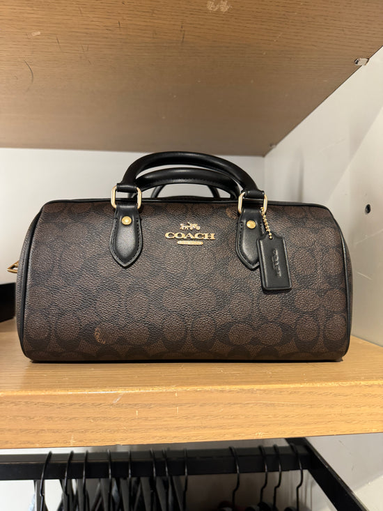 Coach Rowan Long Satchel Bag In Signature Walnut Black (Pre-Order)