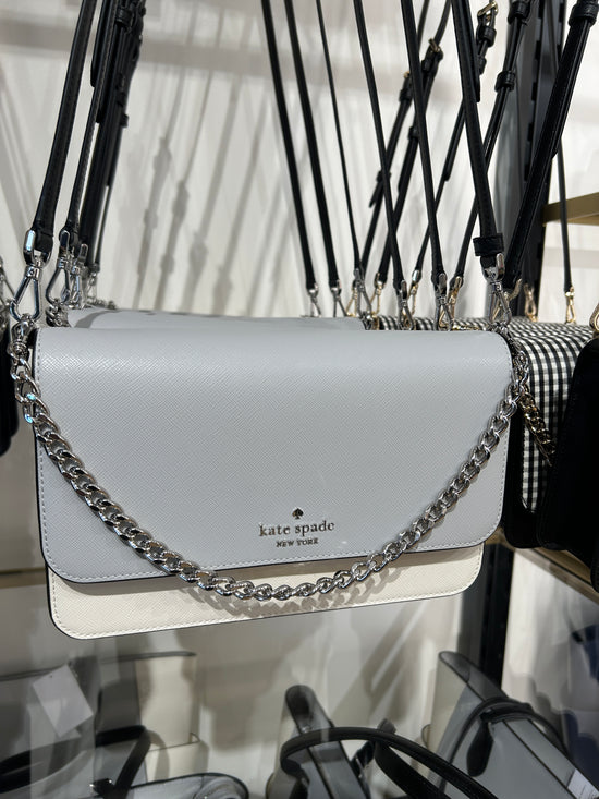 Load image into Gallery viewer, Kate Spade Madison Flap Convertible Crossbody In Platinum Grey Multi
