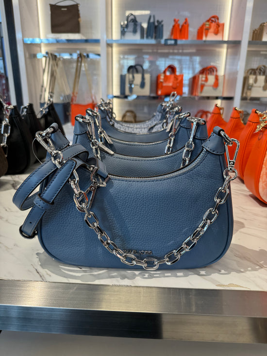 Michael Kors Cora Medium Zip Pouchette In Denim -New Color