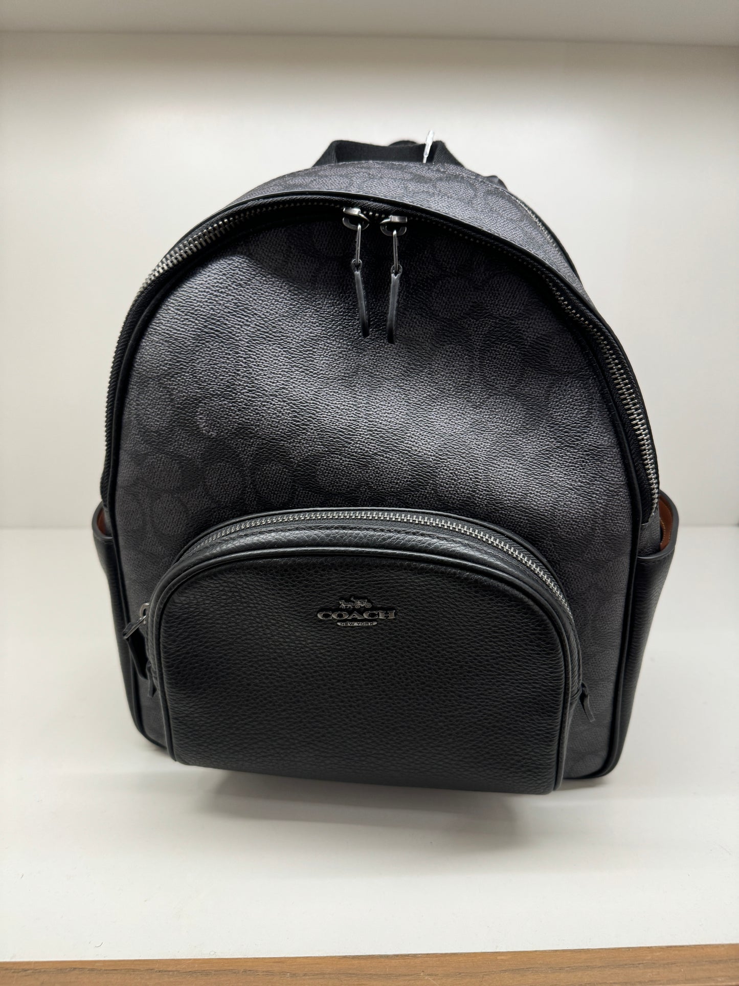 Coach Medium Court Backpack In Blocked Signature Charcoal Black (Pre-order)